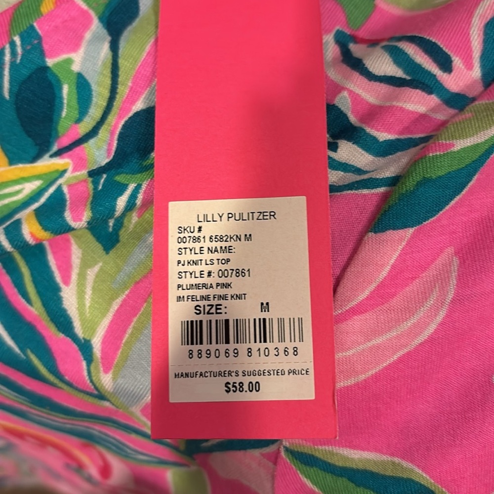 NWT Lilly Pulitzer Plumeria Pink Knit Top Size M - Picture 4 of 5